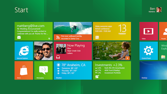 Start Screen de Windows 8