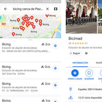 Google Maps ofrece ahora información en tiempo real sobre las estaciones de bici de alquiler de Madrid y Barcelona