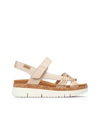 Pikolinos Sandalias cuña en Cuero Palma para Mujer en Color Oro