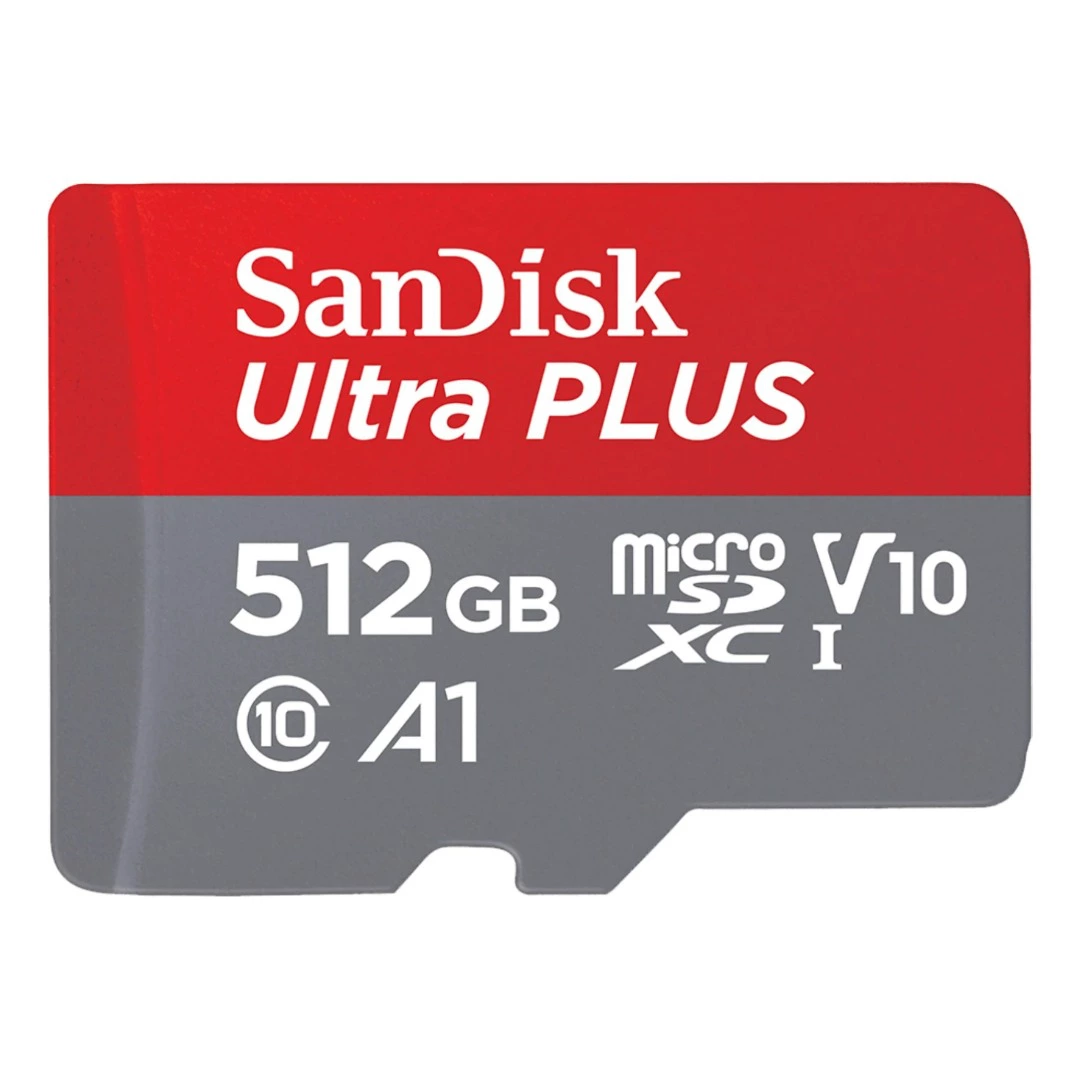Tarjeta Micro SDXC - SanDisk Ultra PLUS, 512GB, 160 MB/s, UHS-I, V10, A1, C10, Adaptador SD, Multicolor

