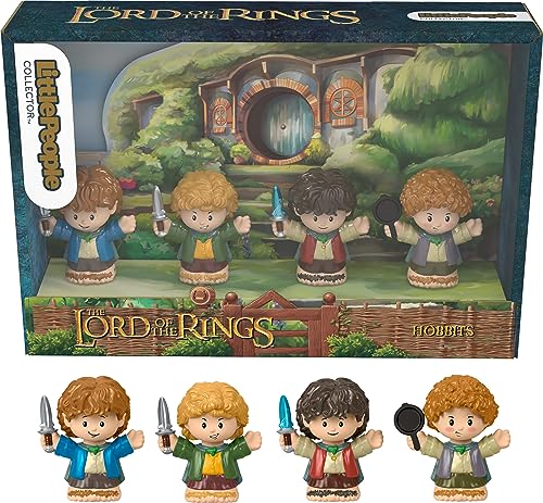 Little People Collector The Lord of The Rings: Hobbits Special Edition Set para Adultos y Aficionados, 4 Cifras en Paquete de exhibición