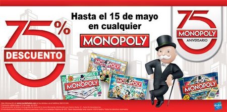 75% de descuento al comprar tu Monopoly