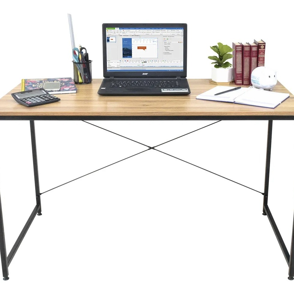 Escritorio Estilo Industrial Desk-3 de 1.2 m por 75 cm por 60 cm color madera cafe claro y negro