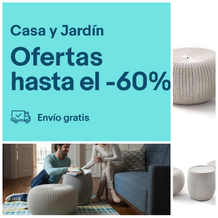 Home Week de eBay: set de 2 puff y una mesa para terraza por 79,50 euros y envío gratis