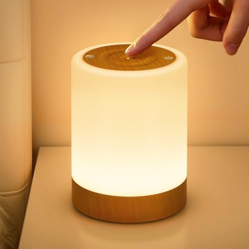NIWOHOM Lamparas de Mesita de Noche, 256 RGB Color y 5 Modos,Recargable USB | Brillo Regulable, Función de Memoria, Temporizador, Protección Ocular, Lampara Mesita Noche para el Dormitorio y el Salón