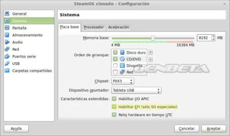 Configuración máquina virtual