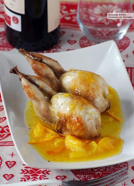 Codornices en salsa de mandarina y miel. Receta de Navidad