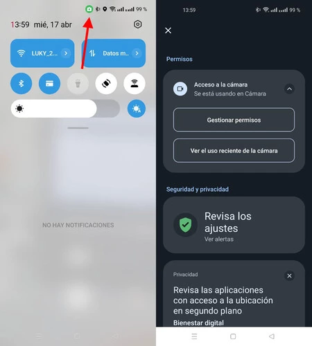 ColorOS のプライバシー インジケーター