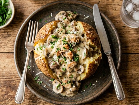Cómo hacer una papa rellena de salsa cremosa de champiñones enlatados: una receta económica y lista en solo 30 minutos