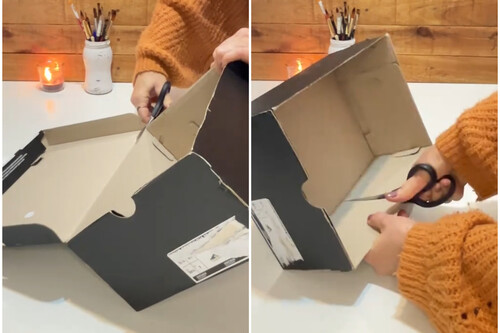 Hacer organizador con caja de zapatos