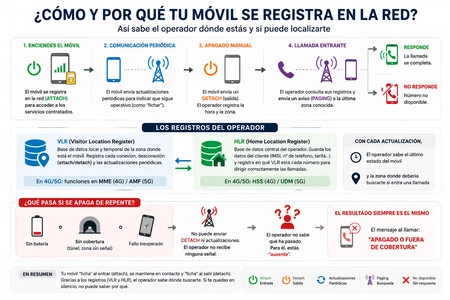Infografía sobre el funcionamiento del registro de teléfonos en la red del operador