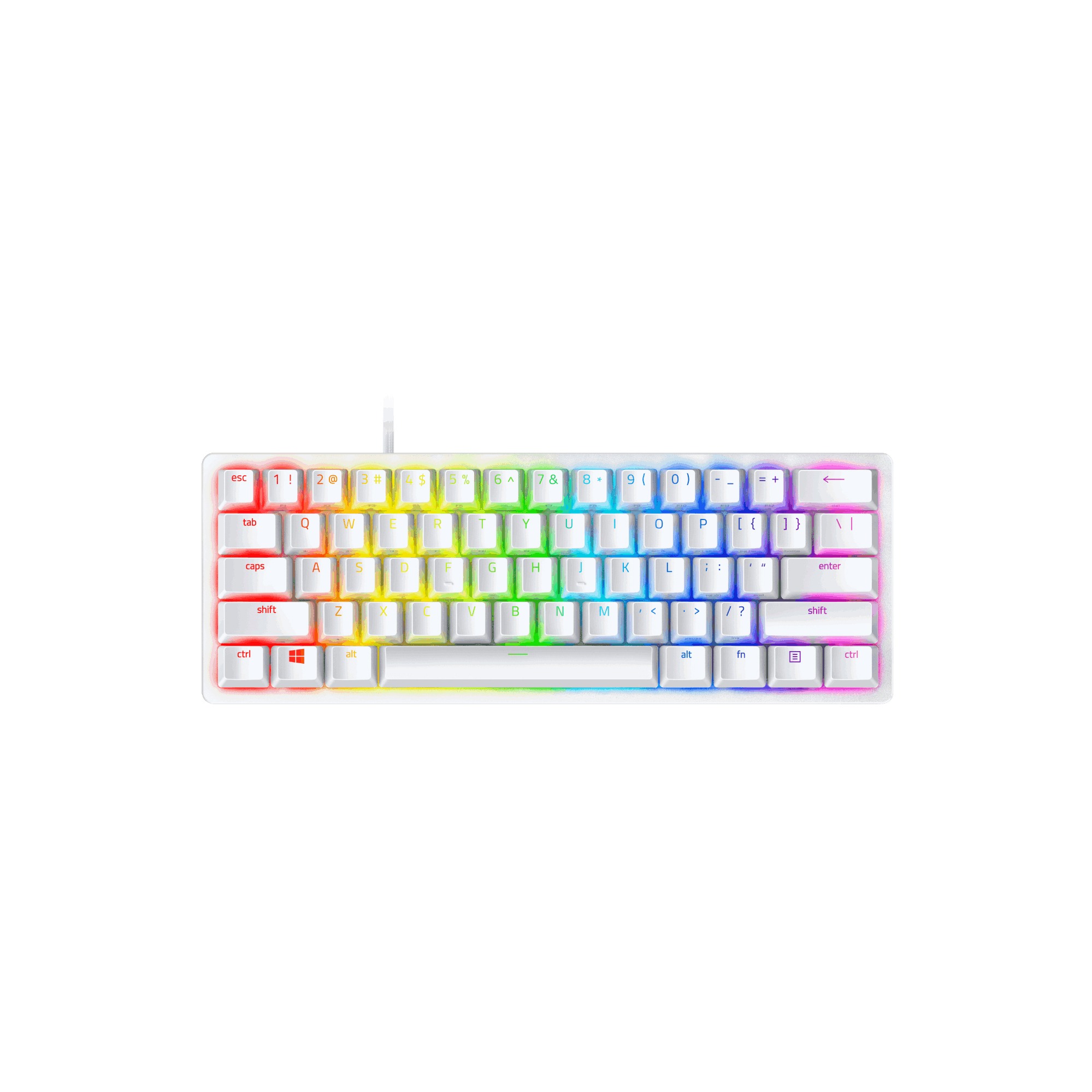Teclado gaming - Razer Huntsman Mini, USB-C, Retroiluminación, Switches ópticos Razer™, Blanco