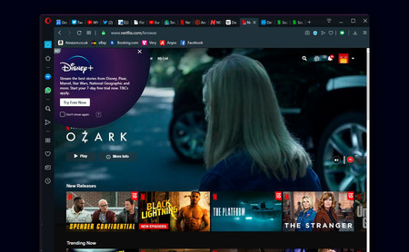 Opera le ha estado mostrando a algunos usuarios publicidad de Disney+ encima de la web de Netflix