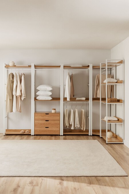 Armario Modular Abierto Esquinero De 5 Piezas En Acero Y Madera Ariaster