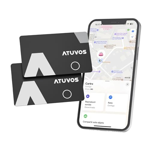 ATUVOS Air Tag Card Tracker 1.6mm 2 Pack Negro