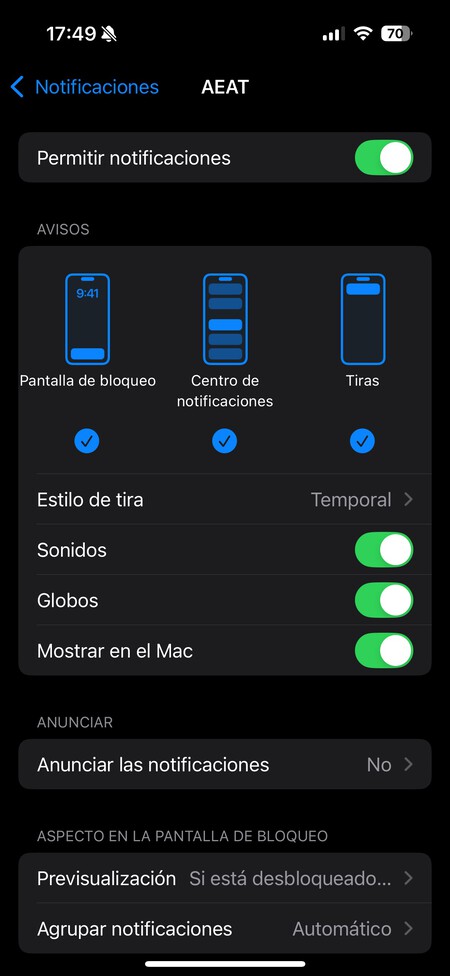 Tipos de notificaciones