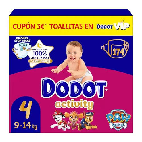 Dodot Pañales Bebé Activity Talla 4 (9-14 kg), 174 Pañales