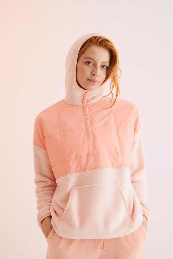 Sudadera polar capucha rosa