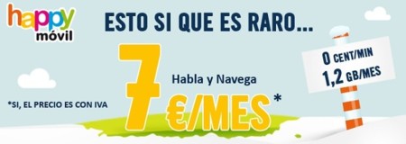 Happy Móvil entra en la guerra de precios con 1.2 GB por siete euros al mes