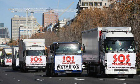 Manifestación de camioneros de transporte