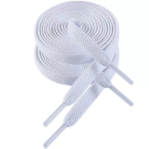 VSUDO 120 cm Cordones de Zapatillas Blanco Nieve Plano, 8mm 