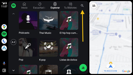 Búsqueda de canciones en Android Auto