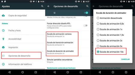 Android Animaciones cámara lenta