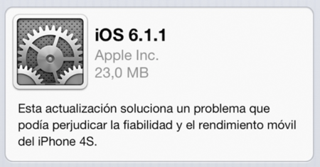 Apple lanza iOS 6.1.1 sólo para los iPhone 4S que soluciona sus problemas de conectividad