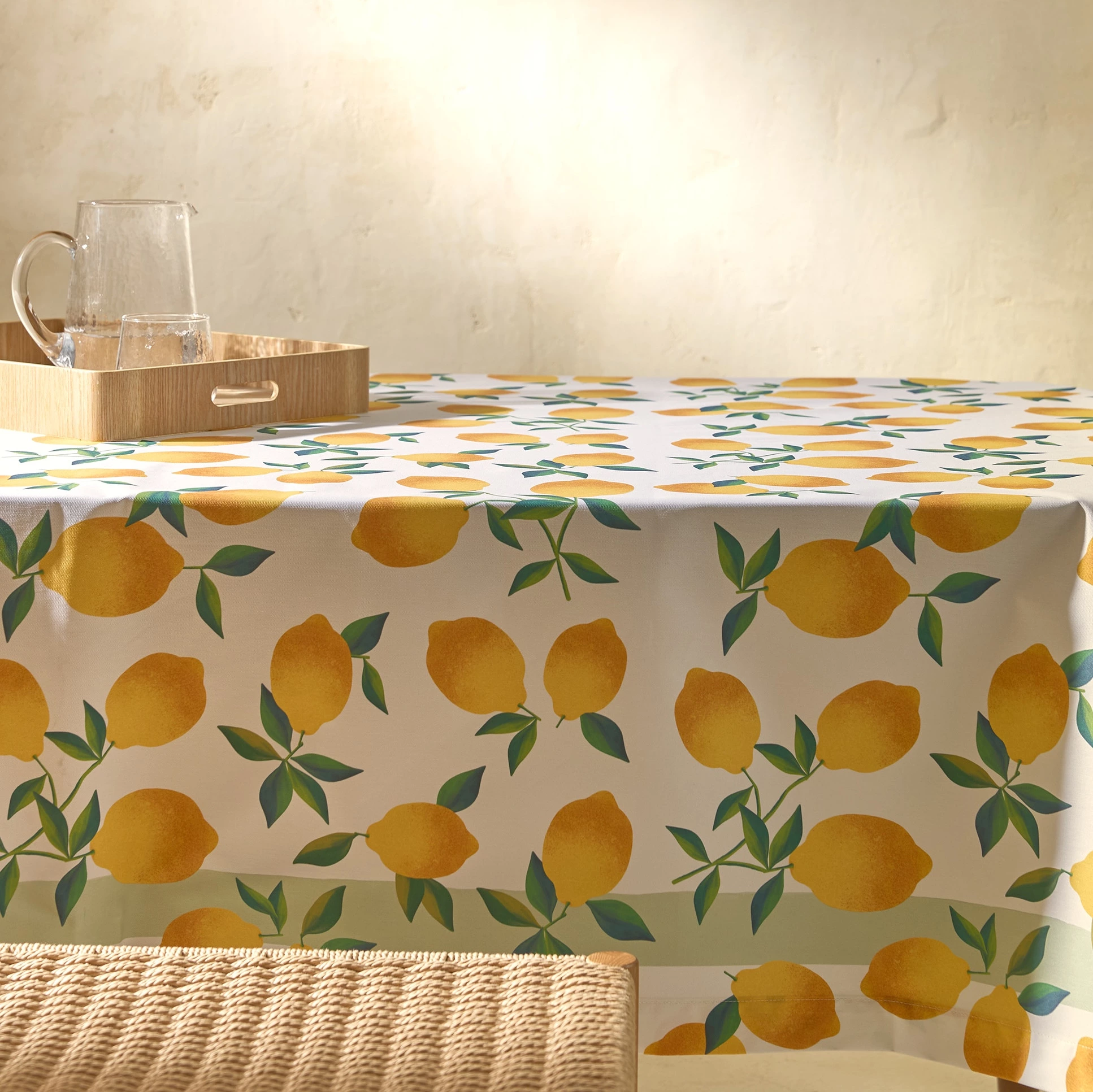 Mantel antimanchas resinado Limones Amarillo 100 x 150 cm