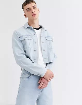 Chaqueta vaquera corta en azul lavado claro de ASOS DESIGN (parte de un conjunto)