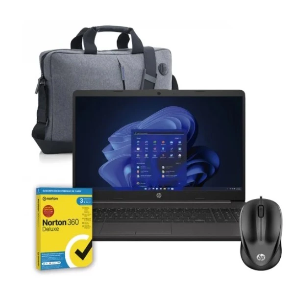 Odenador Portátil HP 255 G9, Ryzen 5 5625U, 32GB, 512GB SSD, FHD, 15,6" - 39,62 cm, W11 + Maletín HP + Ratón HP + Norton Antivirus