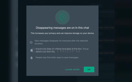 Mensajes Temporales Guardados Grupo