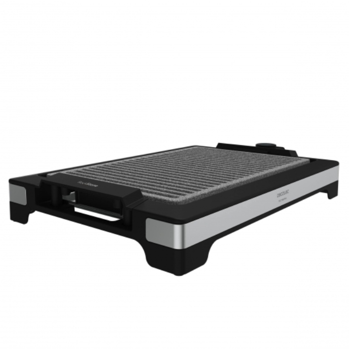 Plancha de asar - Cecotec Tasty&Grill 2000 Inox Linestone, 2000 W, 37,5 x 24,5 cm, Antiadherente, Negro /Gris