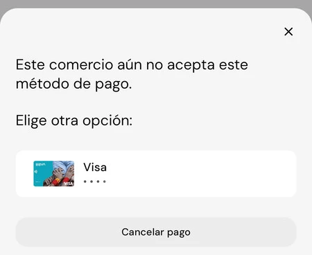 Si el datáfono no admite Bizum Pay, la cartera ofrece el pago con la tarjeta registrada