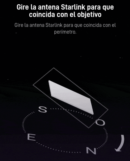 Orientación de la antena Starlink desde la app