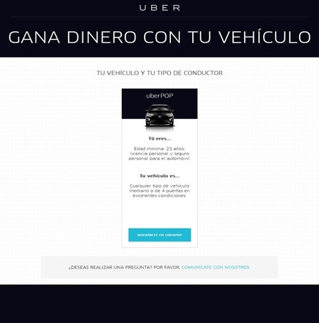 UberPop condiciones conductor