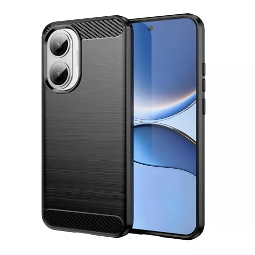 Wookfiss Funda para Xiaomi Poco F7 5G, Fibra de Carbono Carcasa Protectora, Suave TPU Silicona Delgada Anti-Choques Case