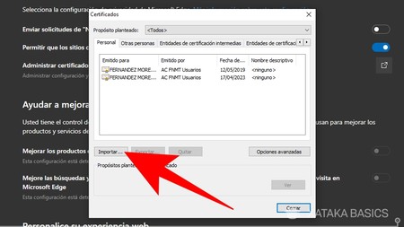 Cómo importar y exportar un certificado digital en Microsoft Edge
