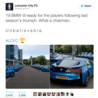 El Leicester City ganó la Premier League y como recompensa BMW i8 para todos los jugadores
