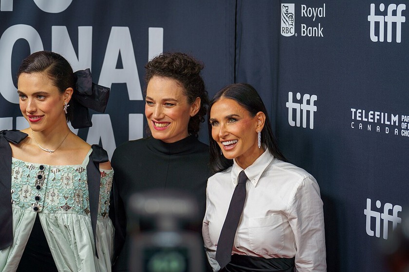 Demi Moore Margaret Qualley And Coralie Fargeat At The 2024 Toronto International Film Festival 1