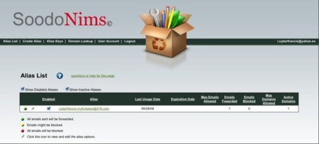 SoodoNims, protege tu bandeja de entrada mediante diferentes alias de e-mail