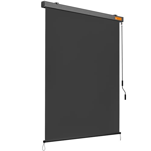 Yaheetech Toldo Vertical 250 x 160 cm Toldo Enrollable a Mano con Manivela Estor para Exterior Protección Solar y de la Intimidad Resistente al Agua con Manivela para Balcón Terraza y Jardín Antracita