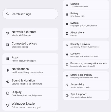 Android 15 Ajustes Rediseno