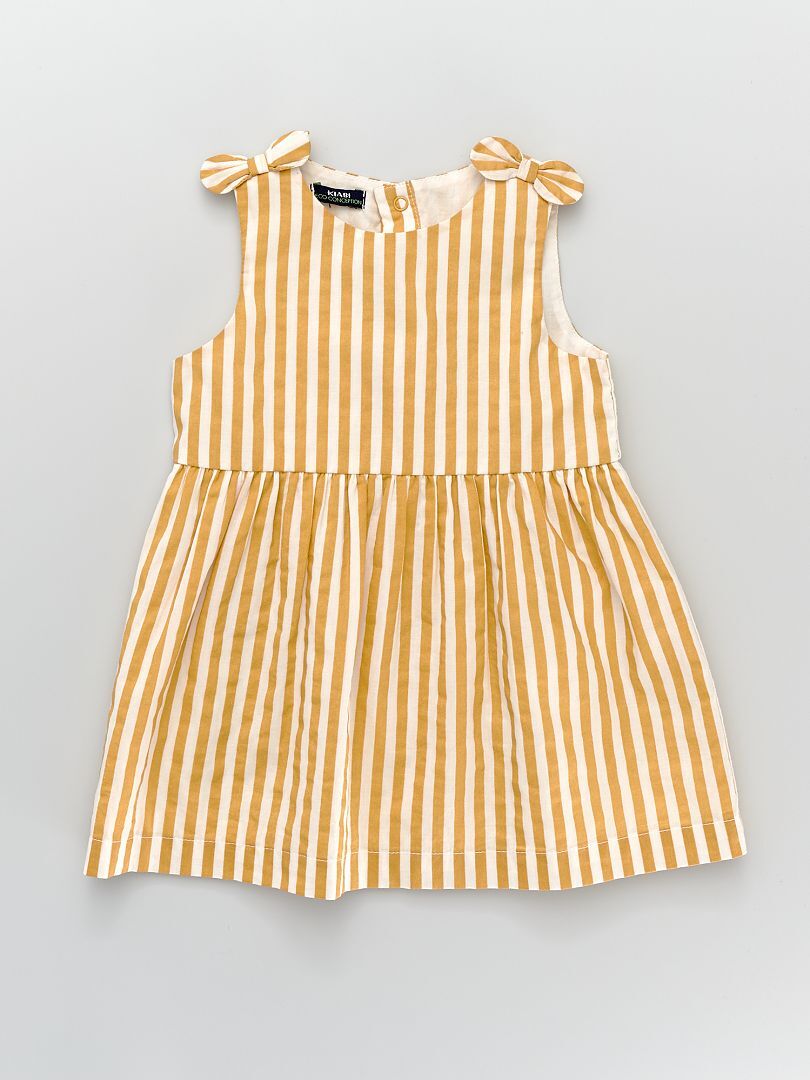Vestido de gasa de algodón a rayas con lazos