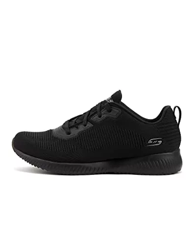 Skechers Bobs Squad Tough Talk, Zapatillas Mujer, Black Engineered Knit Trim, 35 EU