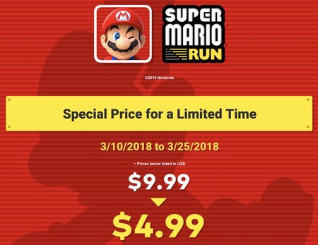 Nintendo celebra el 'Mario Day': Super Mario Run estará a mitad de precio a partir del sábado