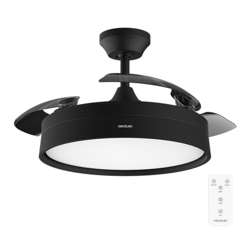 Cecotec Ventilador de Techo con Luz y Aspas Retráctiles EnergySilence Aero 4200 Invisible Black