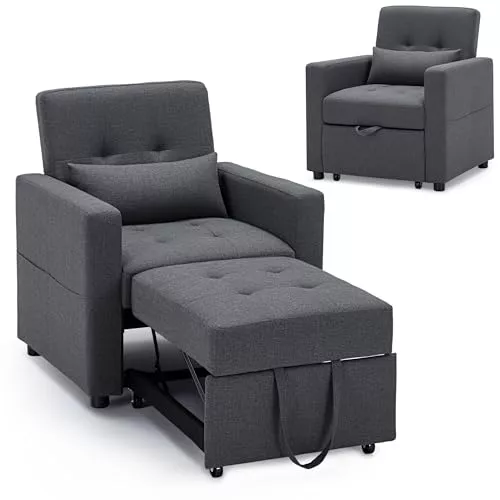 YINIX Sillón Cama 3 en 1, Sofá Cama Plegable 178x80cm, Gris Oscuro