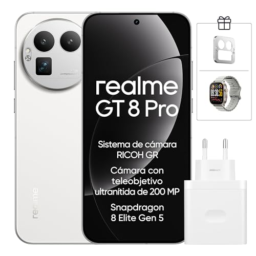 realme GT 8 Pro Smartphone 5G, 16+512 GB, Procesador Snapdragon 8 Elite Gen 5, Pantalla de 6.79", 2K QHD+ AMOLED 144Hz, Cámara de 200 MP, 7000 mAh, movil con 120W Cargador(Versión EU)