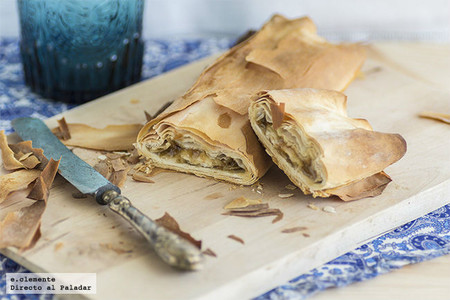 Baklava con queso de cabra y confitura de higos. Receta